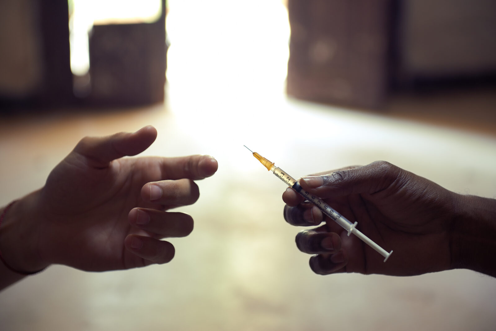 Drug abuse with people sharing the same syringe